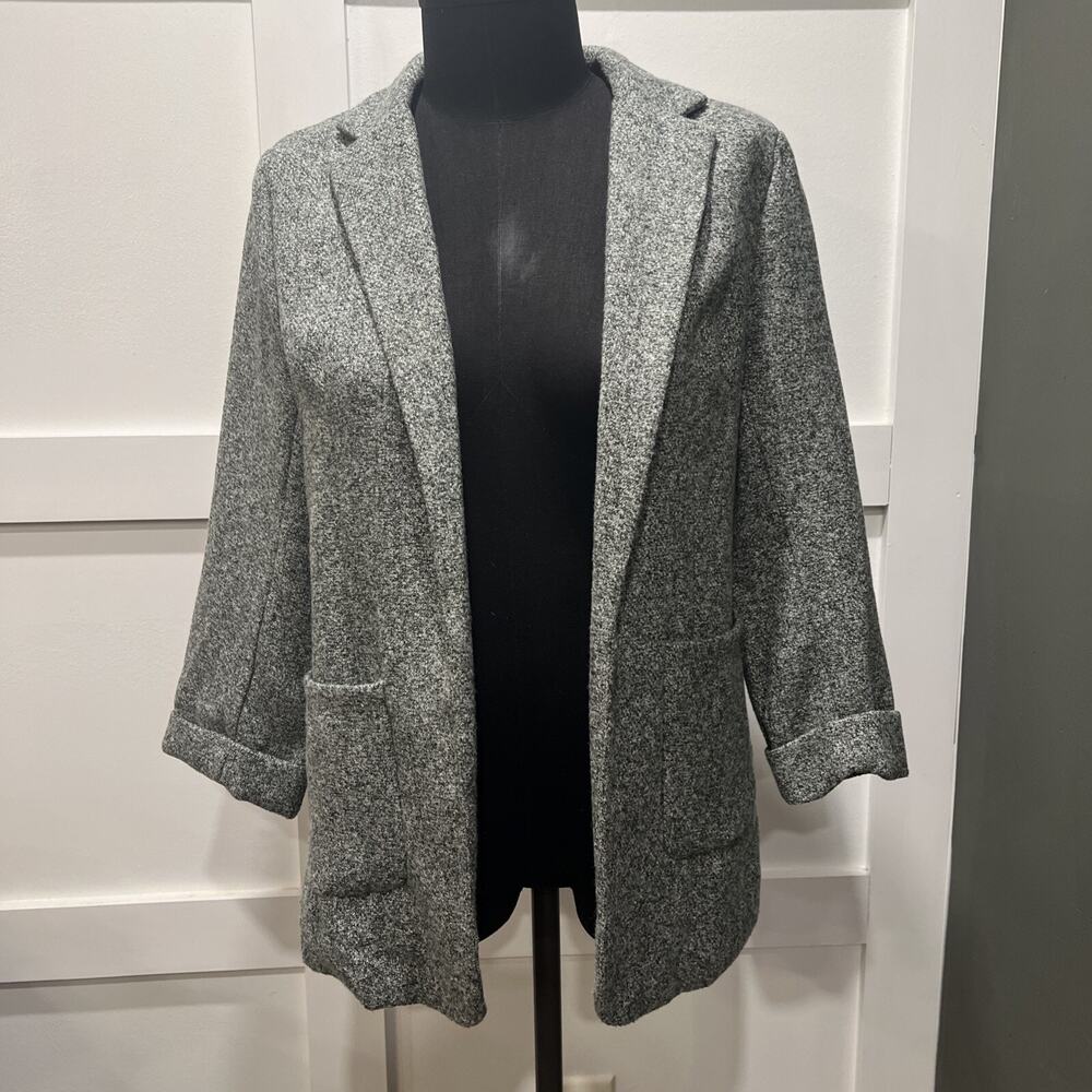 Brushed Knit Blazer Gray Heather Unbranded, Cuffed Sleeve Women's Medium